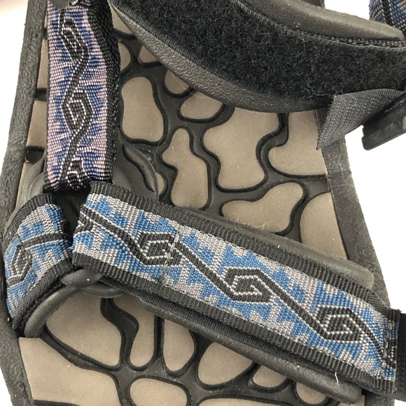 Teva Sandals Mens 13 Terrafi Original Universal Black Blue Spiral River Rubber - Picture 8 of 11